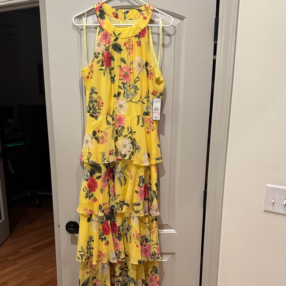 Jessica Howard Yellow Floral Tiered Dress